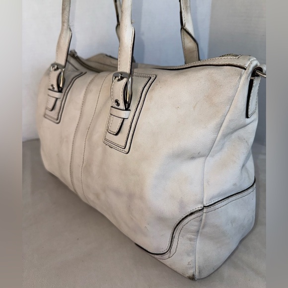 Coach Hampton F13811 White Leather Satchel Handbag Purse-READ - Picture 3 of 16